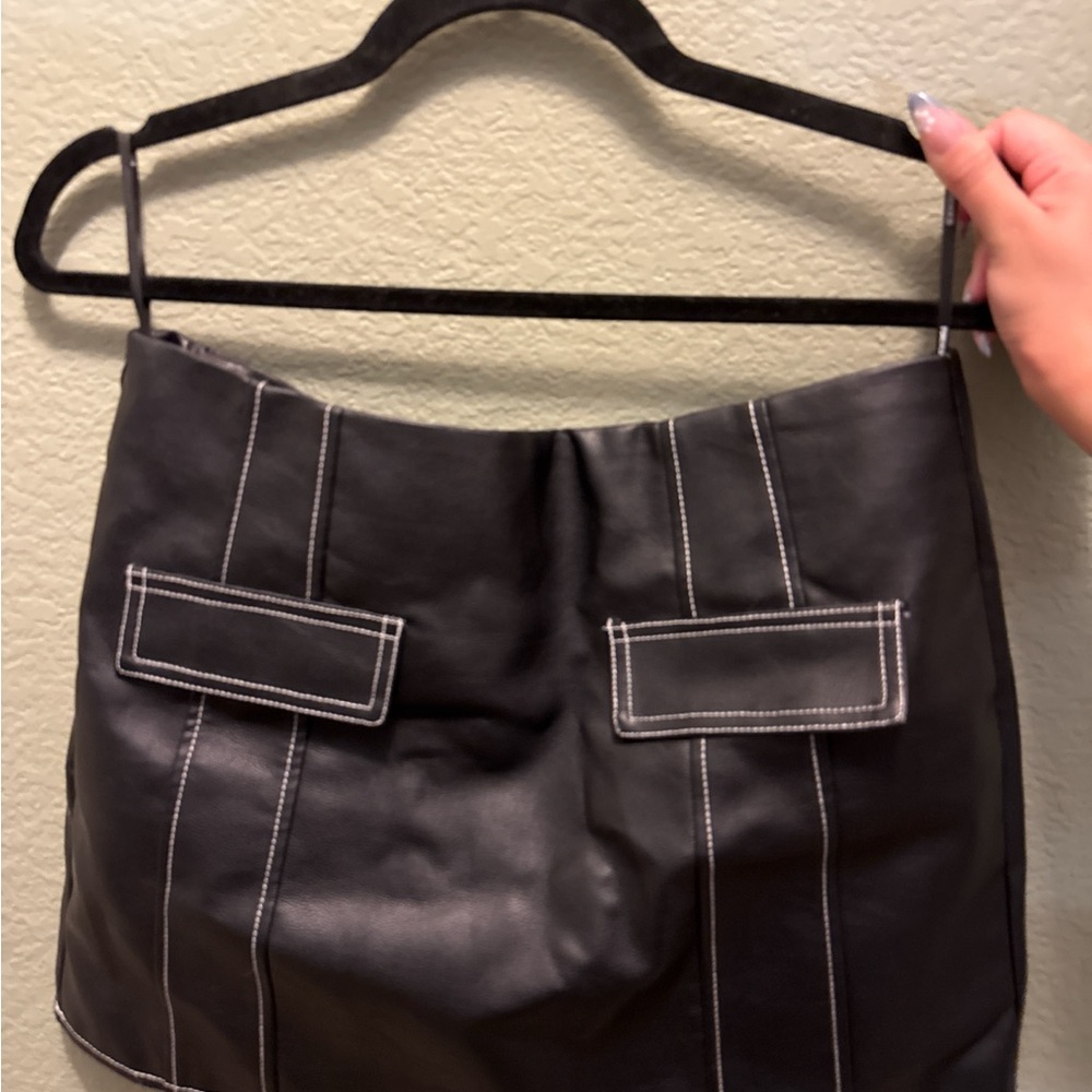 Forever 21 Black Skirt with White Stitching